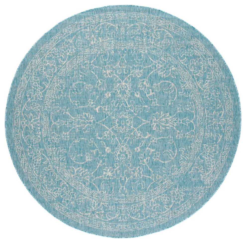 Safavieh Courtyard Cy8680-37121 Outdoor Rug, Aqua and Gray, 2'3"x6'7" Runner