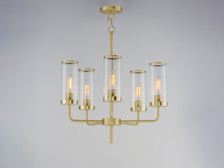 Maxim 11475CR Crosby 5 Light 24"W Pillar Candle Chandelier - Satin Brass