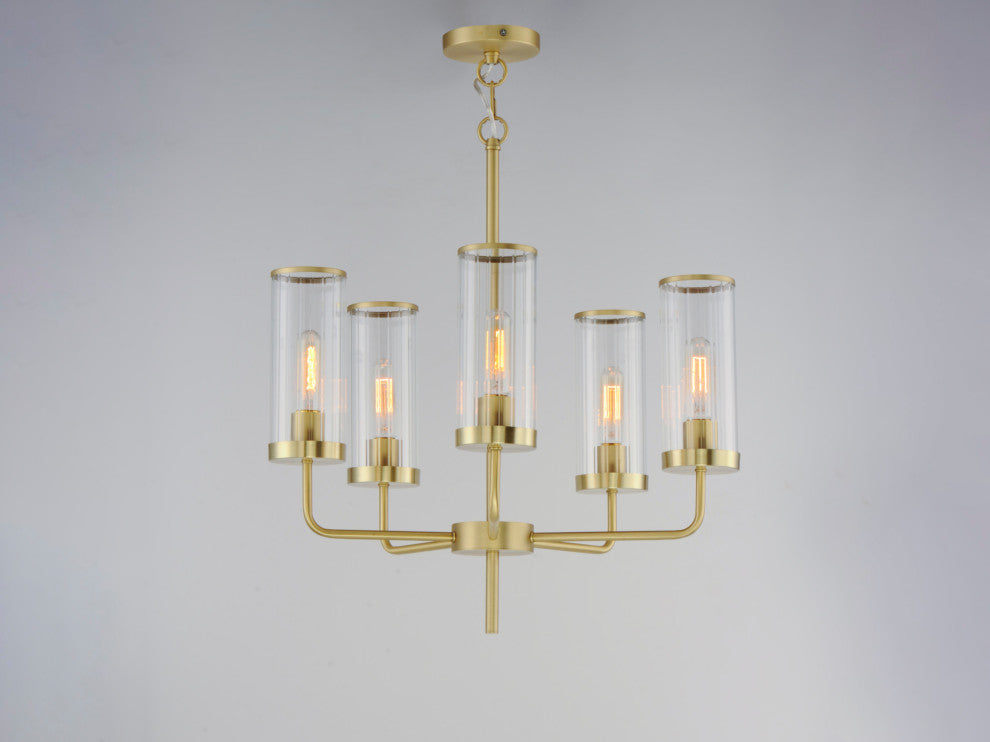 Maxim 11475CR Crosby 5 Light 24"W Pillar Candle Chandelier - Satin Brass