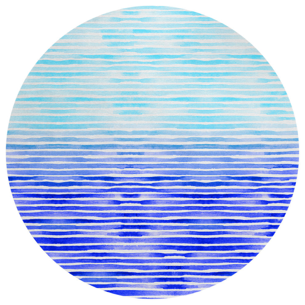 Indoor/Outdoor Seabreeze SZ8 Navy Machine Washable 8' x 8' Round Rug