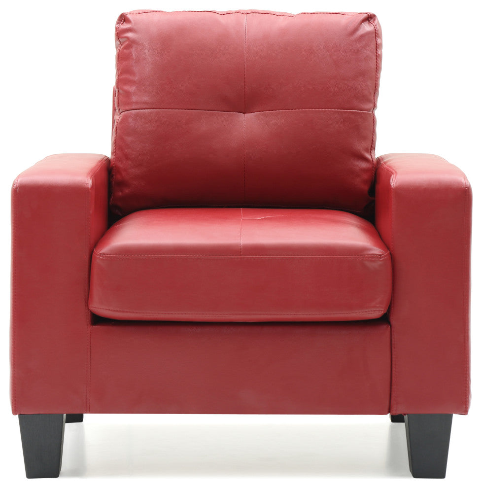 Newbury Faux Leather Club Chair, Red