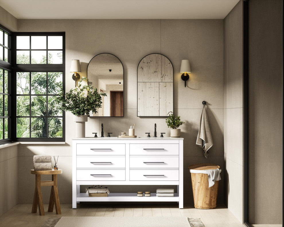 Home Living 54" Double Bathroom Vanity, White