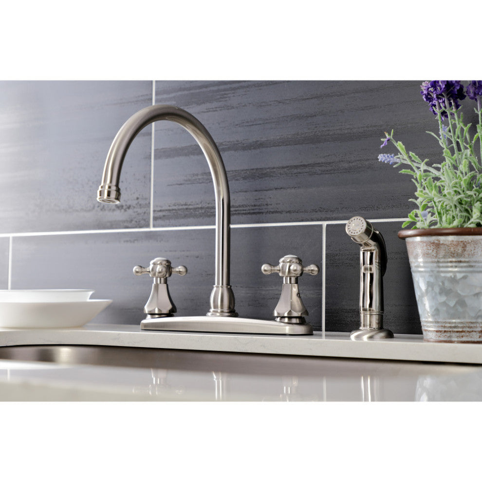 KB4728BXSP Two-Handle Centerset Kitchen Faucet With Side Sprayer, Brushed Nickel