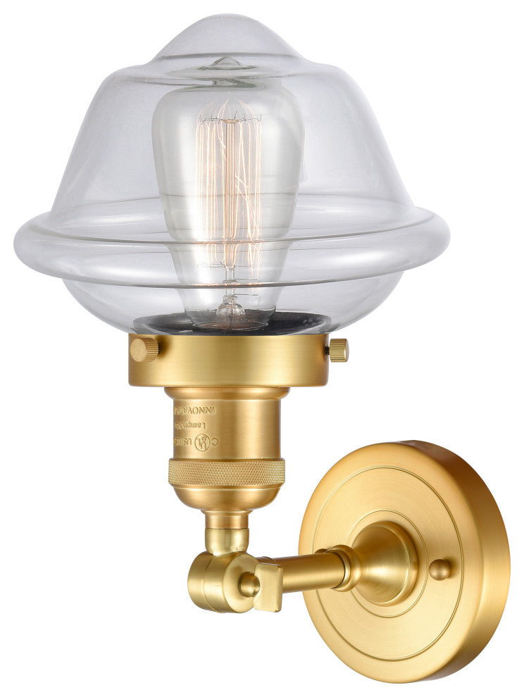 Small Oxford 1 Light Sconce, Satin Gold, Clear