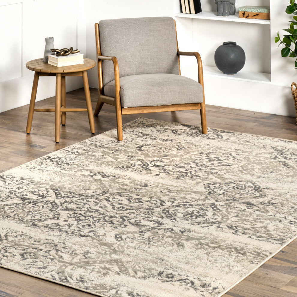 Nuloom Freja Transitional Vintage Area Rug, Grey 5'x8'