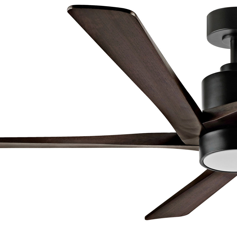 54" Reversible 5-Blade LED Ceiling Fan With Remote and Light, Black/Walnut