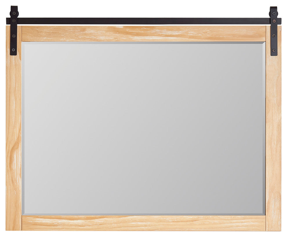 Cortes Rectangular Wall Mount Mirror, Weathered Pine, 48"