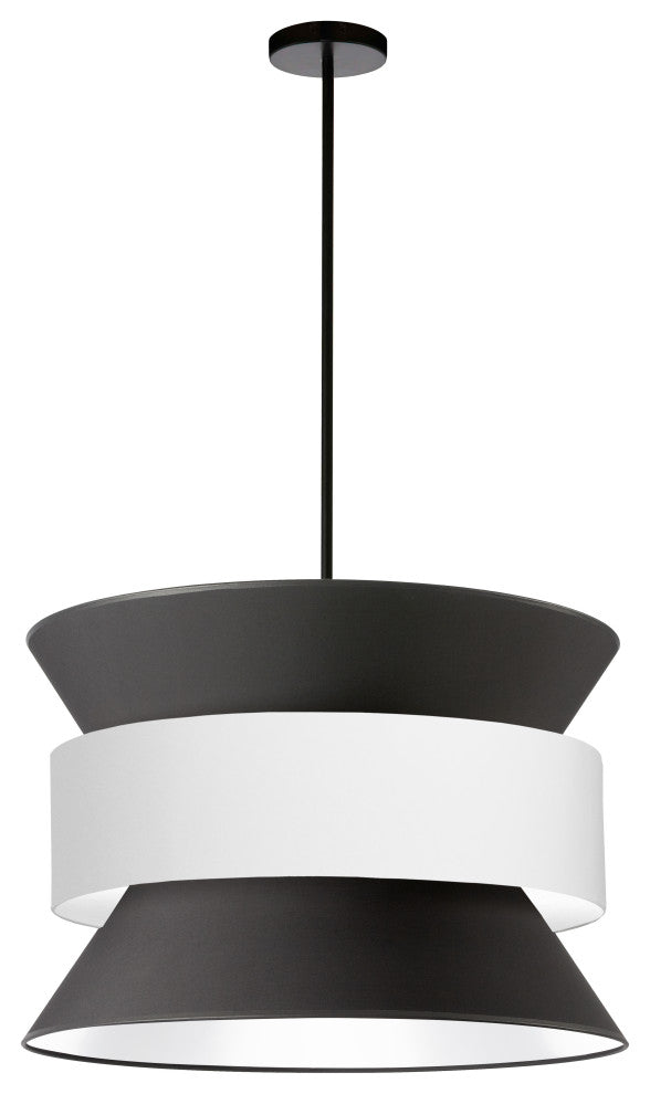 Questa Transitional 4 Light Black Matte Black Fabric Pendant