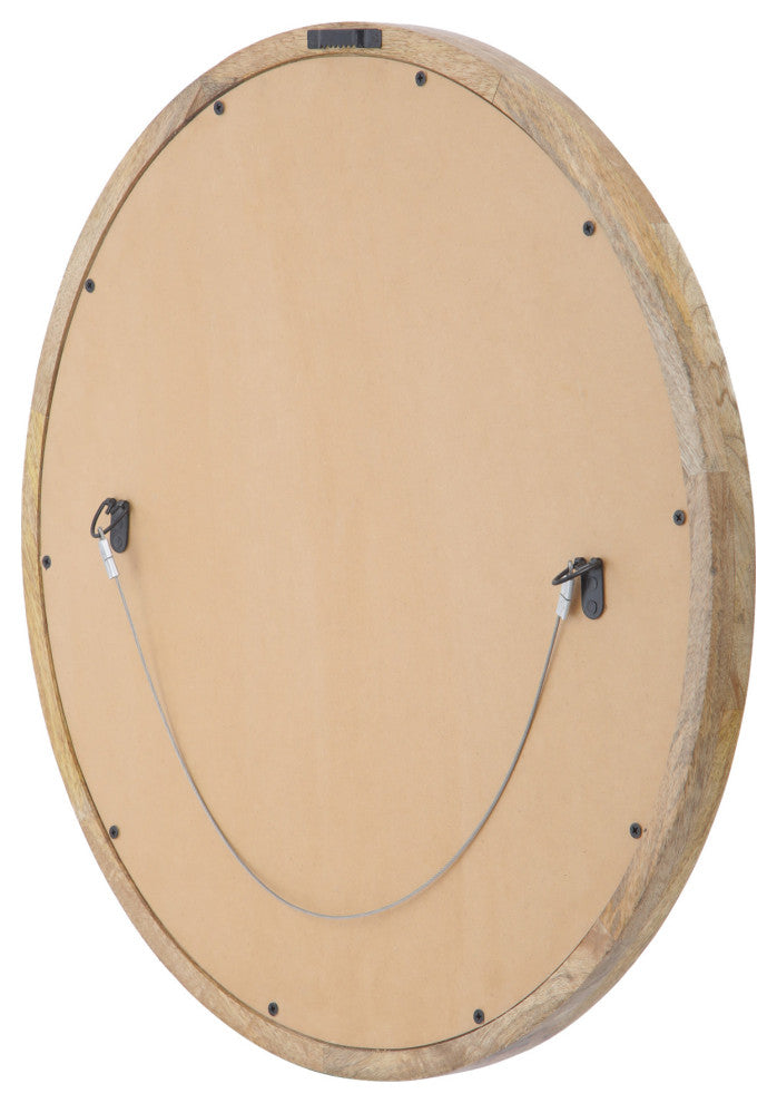 Heather Modern Round Mirror With Mango Wood Frame
