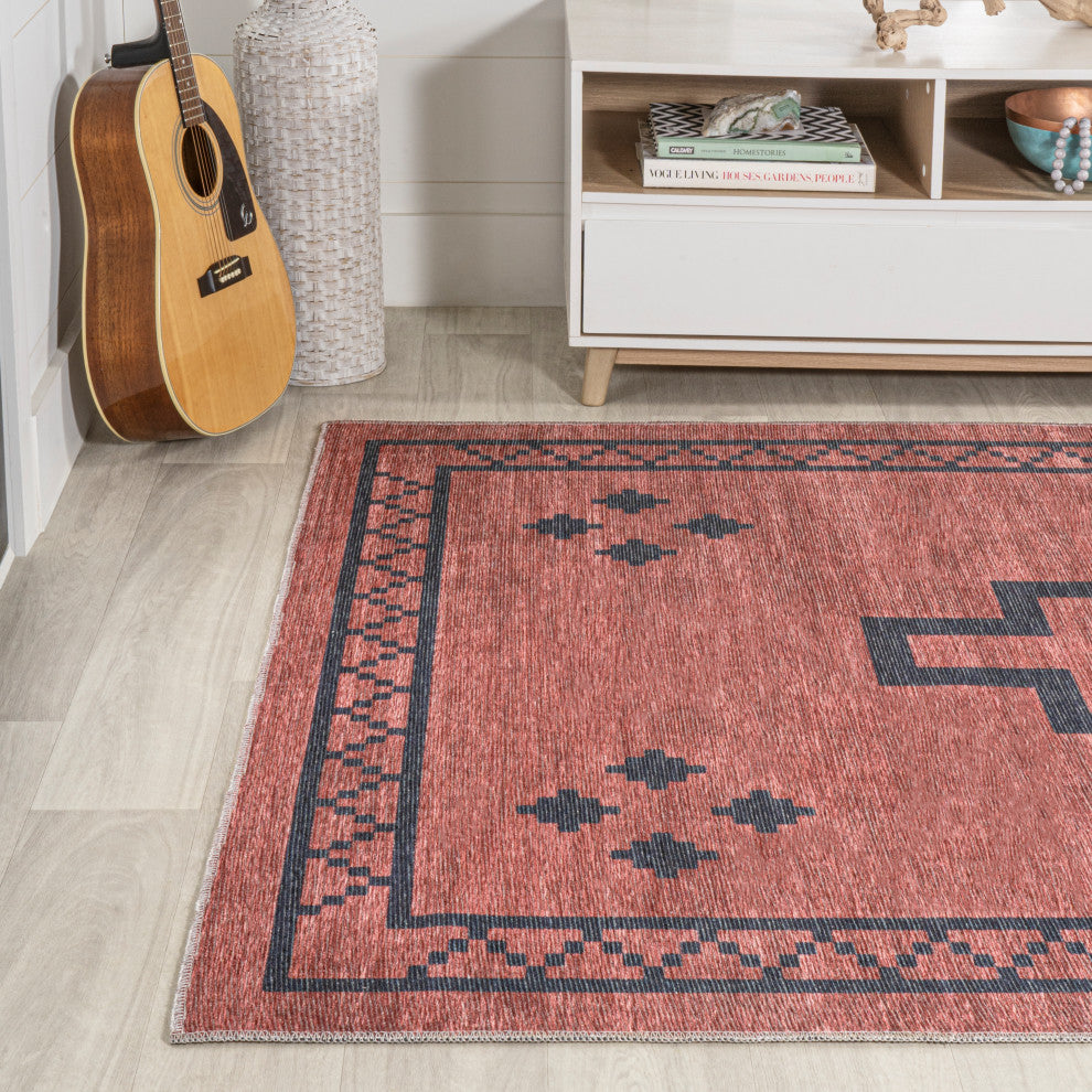 Korsa Geometric Medallion Machine-Washable Area Rug, 4x6