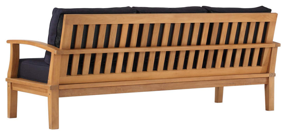 Lounge Sofa, Wood, Brown Natural Blue Navy, Modern, Outdoor Patio Balcony Garden