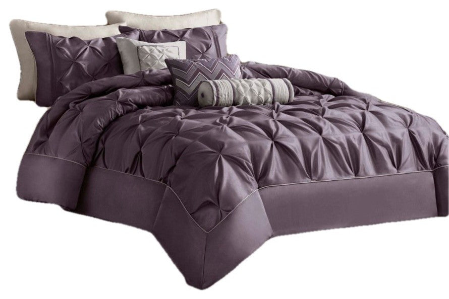 Madison Park Laurel 7 Piece Tufted Comforter Set in Plum
