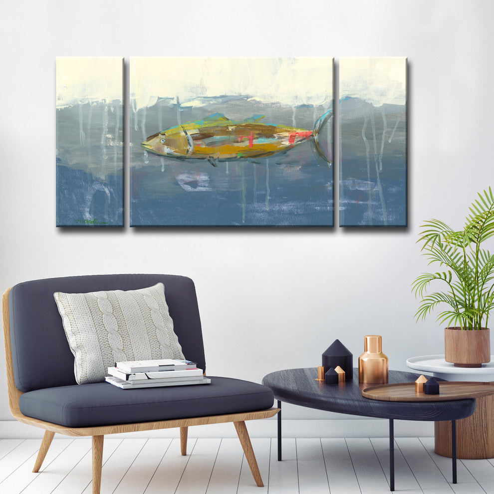 Tuna in Water'' 3-Piece Canvas Set by Dana McMillan