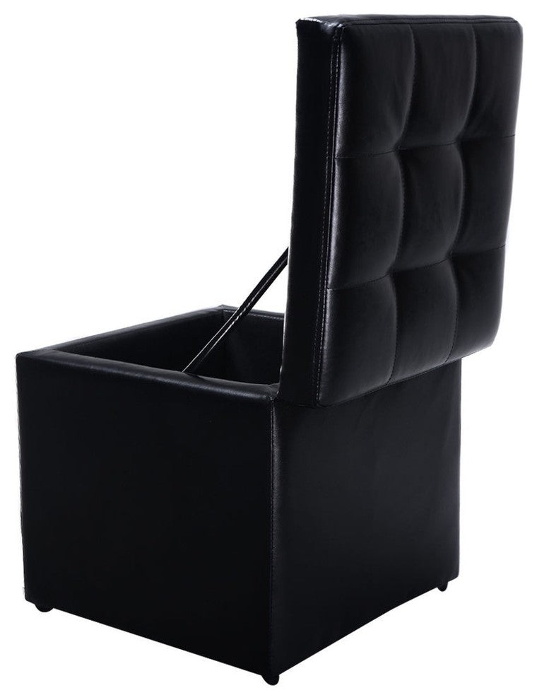 Modern 16" Ottoman Pouffe Storage Box Lounge Seat Footstools, Black