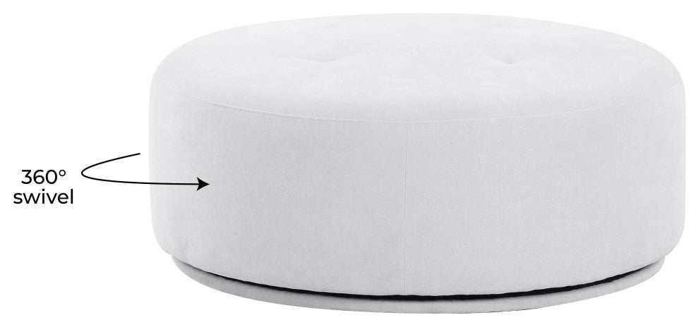 Fickle Grey Velvet Swivel Ottoman - Grey