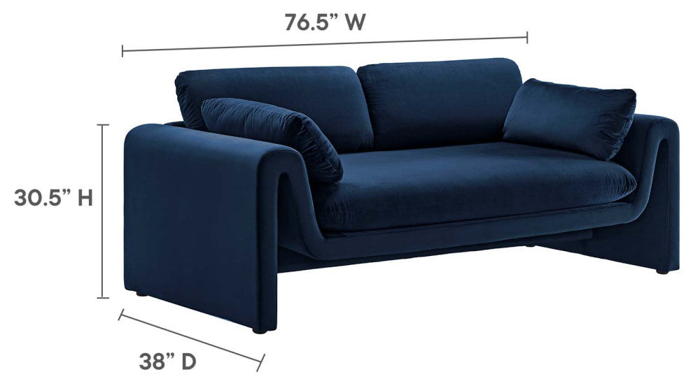 Waverly Performance Velvet Sofa, Midnight Blue