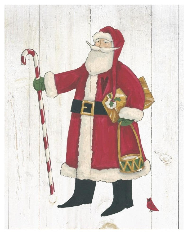 "Vintage St Nick II no Words on White Wood" Print by Anne Tavoletti, 22"x26"