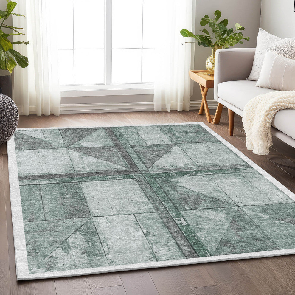 Machine Washable Indoor/Outdoor Chantille ACN1876 Sage 5' x 7'6" Rug