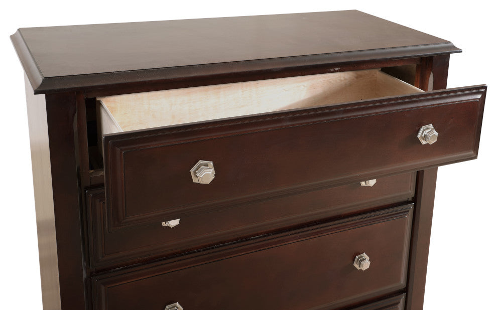 Clark 5-drawer Wood Chest Dresser, Cappuccino