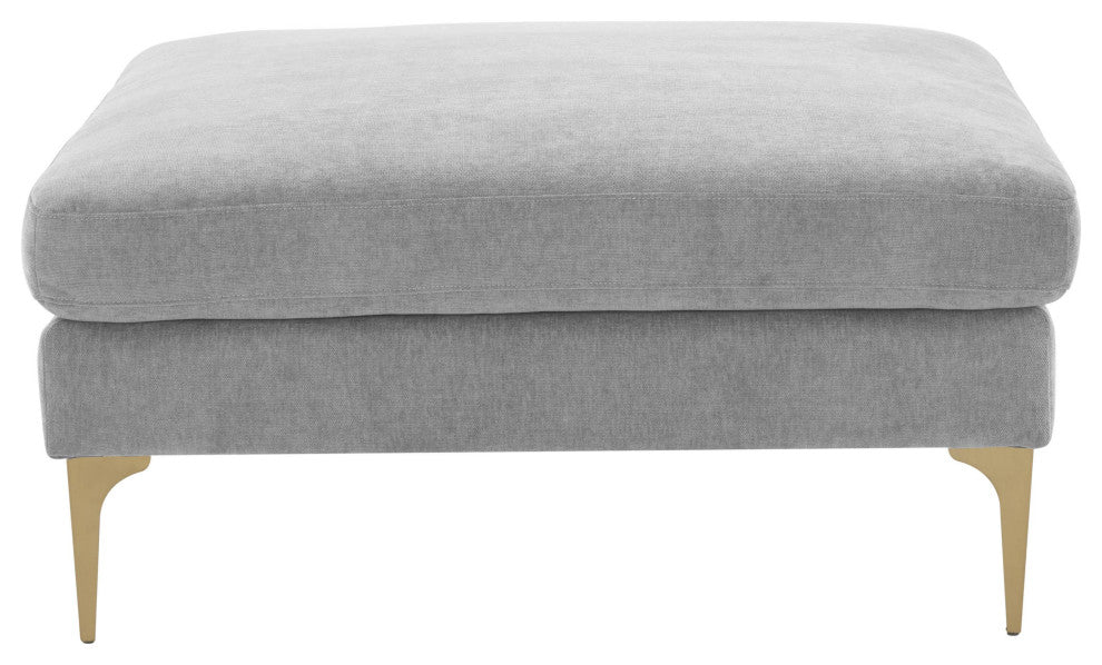 Serena Gray Velvet Ottoman