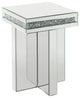 Benzara BM250368 End Table, Encrusted Faux Acrylic Inlay and Cross Base, Silver