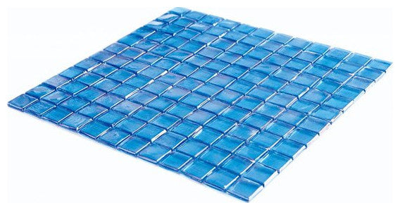 Mosaic Glass Tile Squares For Swimming Pool, Wet Areas & More, Light Blue