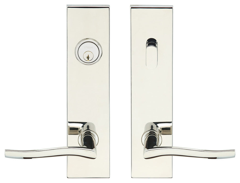 Waterfall Lever, Tubular Entry, Single Cylinder, LH, Polished Stainless Steel