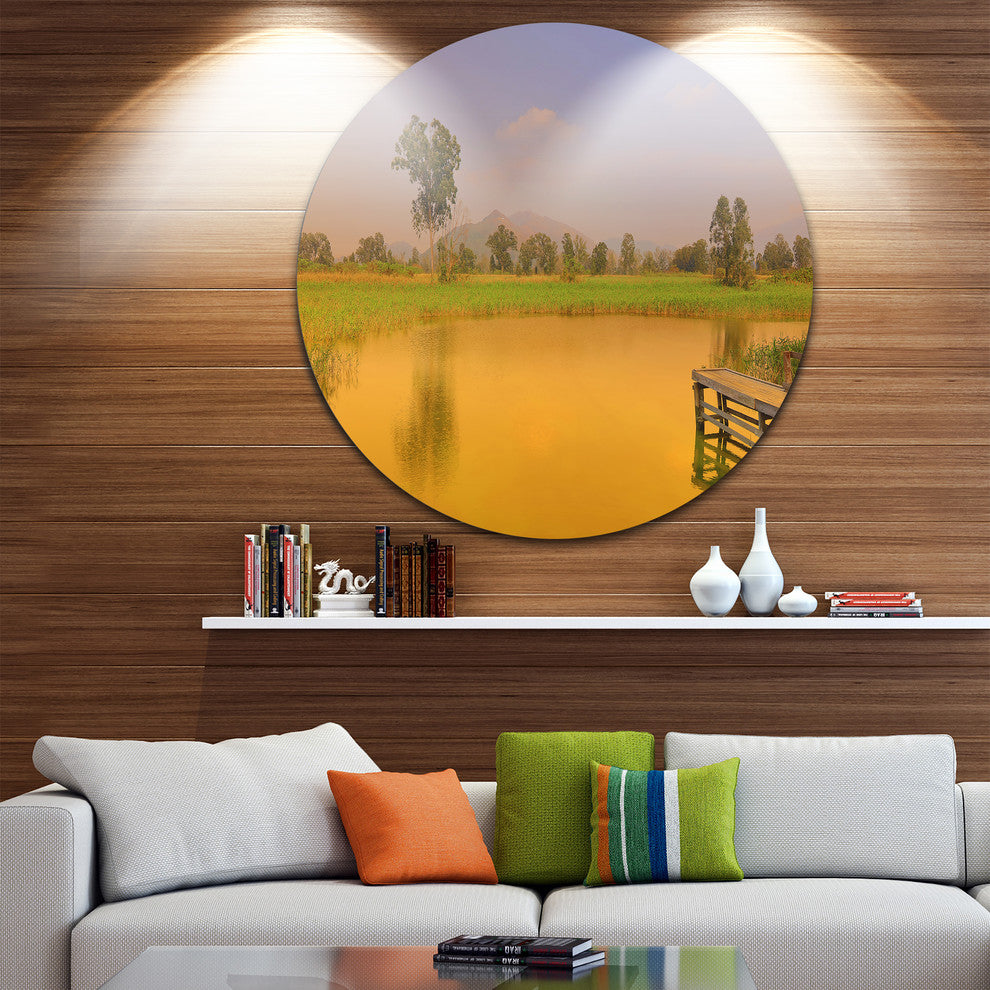 Wetland Of Nam Sang Wai Orange, Seascape Disc Metal Wall Art, 36"
