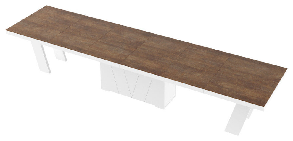 ALETA Extendable Dining Table, Lava Rock/White