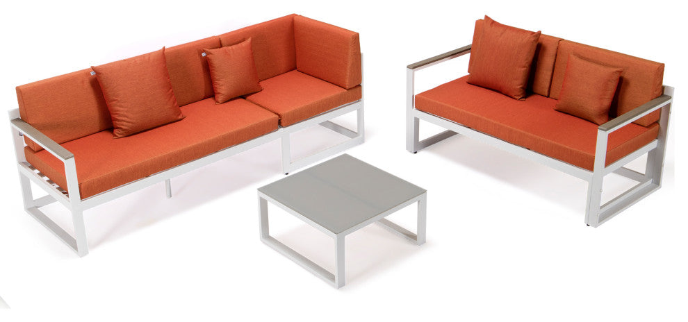 LeisureMod CSLW-80OR Chelsea Sectional Adjustable Headrest&CoffeeTable Cushions