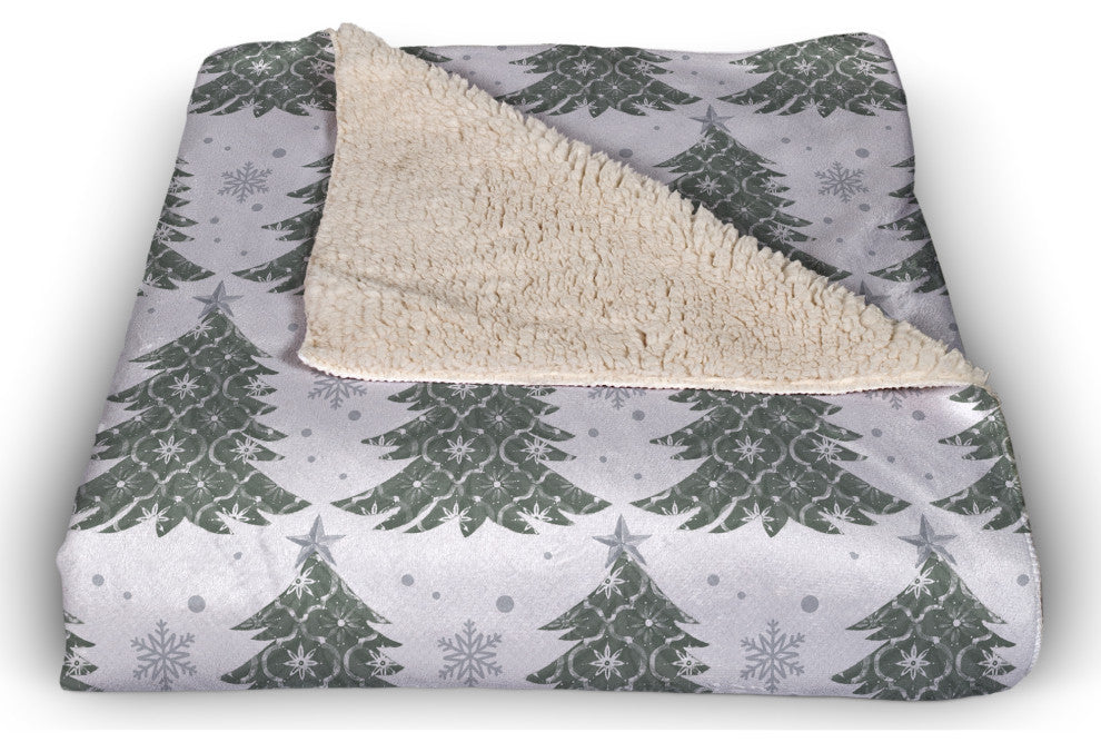 Ornate Christmas Tree Pattern 50x60 Sherpa Fleece Blanket