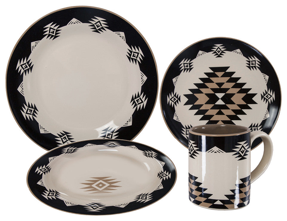 Chalet Aztec Dinnerware and Canister Set, 19 Piece