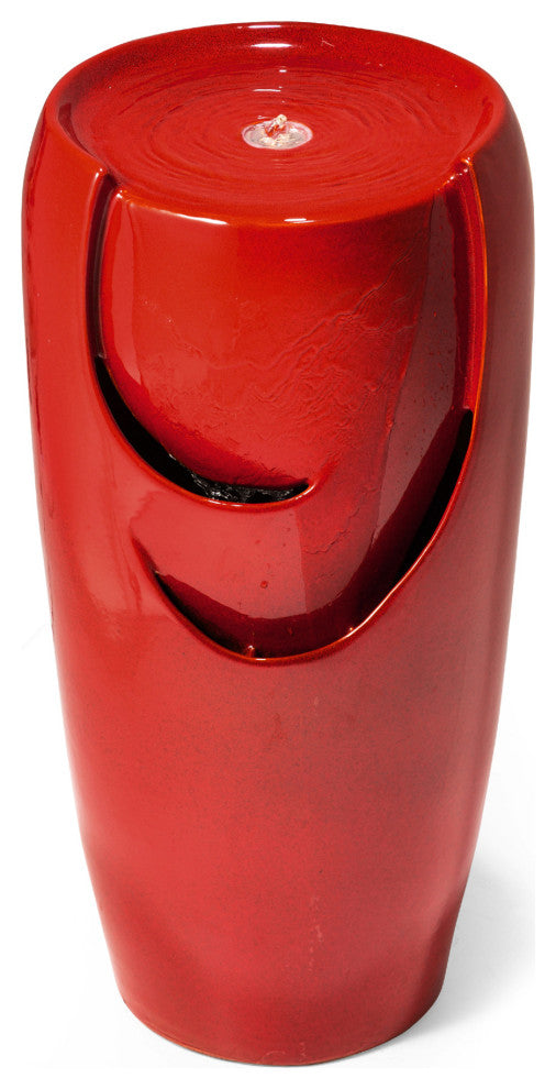 Red Ceramic Pot Fountain with Pump