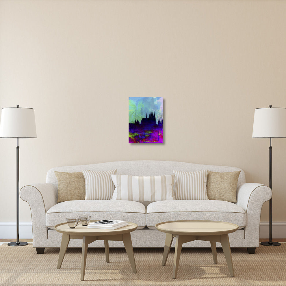 "Prague Watercolor Skyline" Fine Art Print