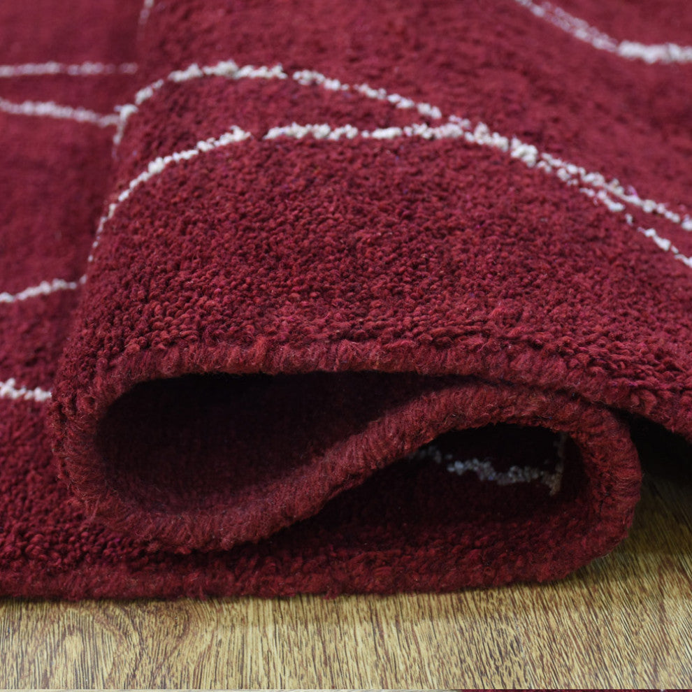 HAND KNOTTED LOOM SILK ECO-FRIENDLY AREA RUGS -8'x10', Rectangle, Red, Geometric