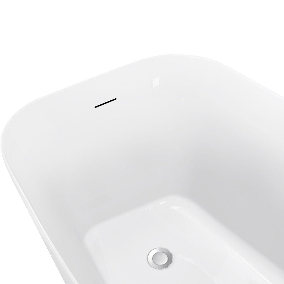 59" Acrylic Single Slipper Flatbottom Non-Whirlpool Bathtub, White