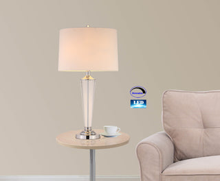 Crystal 33" Modern Chrome 2-Light LED Table Lamp With Dimmer