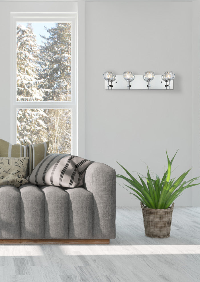 4 Light Wall Sconce, Chrome