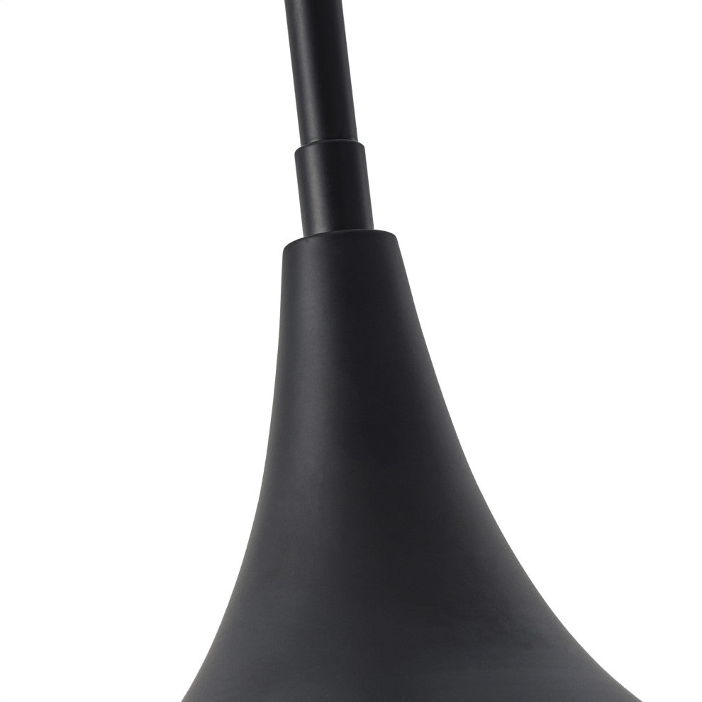 Matte Black 1-Light Pendant Light with Smoke Grey Glass Shade