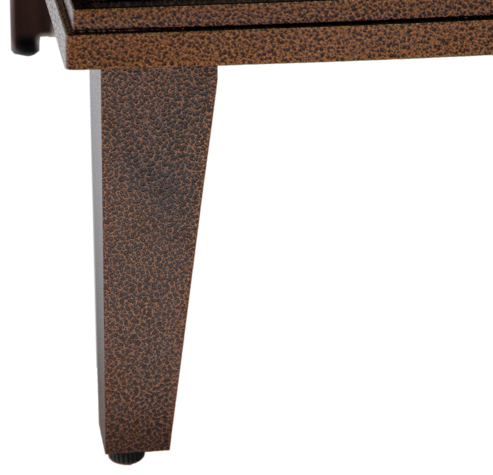 Leisuremod Walbrooke Patio Square Fire Pit Table With Aluminum Slats Frame, Brown