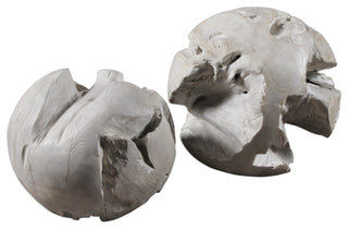 Uttermost 20107 Ermanno 16" Diameter (2) Piece Teak Wood - Pale Gray