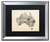 Michael Tompsett 'Australia Postcard Map' Matted Framed Art, Black Mat, 20"x16"