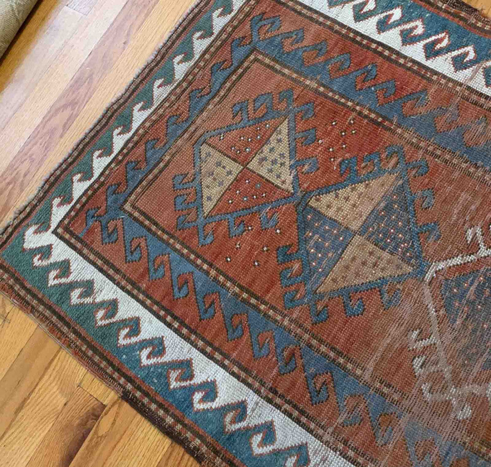 Handmade Antique Collectible Caucasian Kazak Rug, 2.7'x4.2', 82cmx128cm 1880