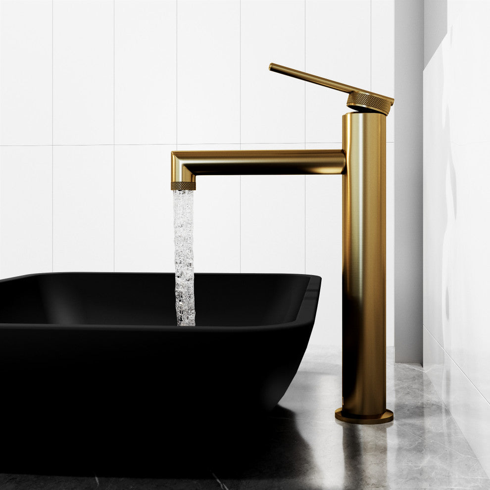 VIGO Sterling 11" H Single Handle Single Hole Bathroom Vessel Faucet, Matte Brushed Gold
