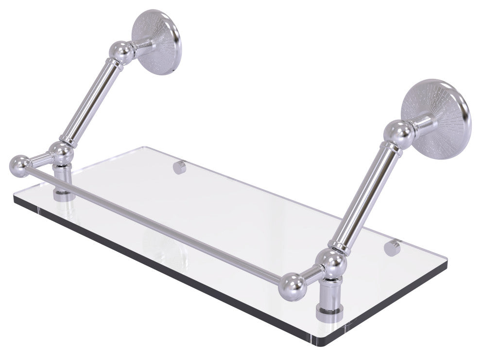 Prestige Monte Carlo 18" Floating Glass Shelf with Rail, Satin Chrome