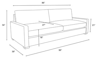 Nativa Interiors Revolution 95" Sofa, Charcoal, Depth: Classic