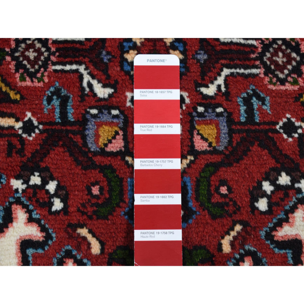 Maroon Red New Persian Hamadan Pure Wool Hand Knotted Oriental Rug 3'5" x 5'1"