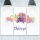 "Colorful Chicago Skyline in Watercolor" Metal Wall Art, 3 Panels, 36"x28"