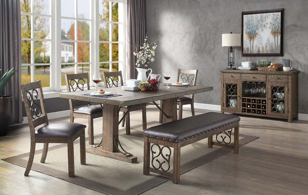 Raphaela Dining Table, Weathered Cherry Finish