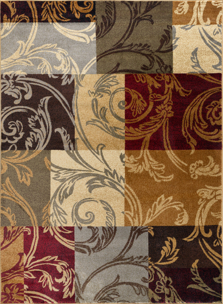 Reagan Transitional Floral Multi-Color Rectangle Area Rug, 5' x 7'